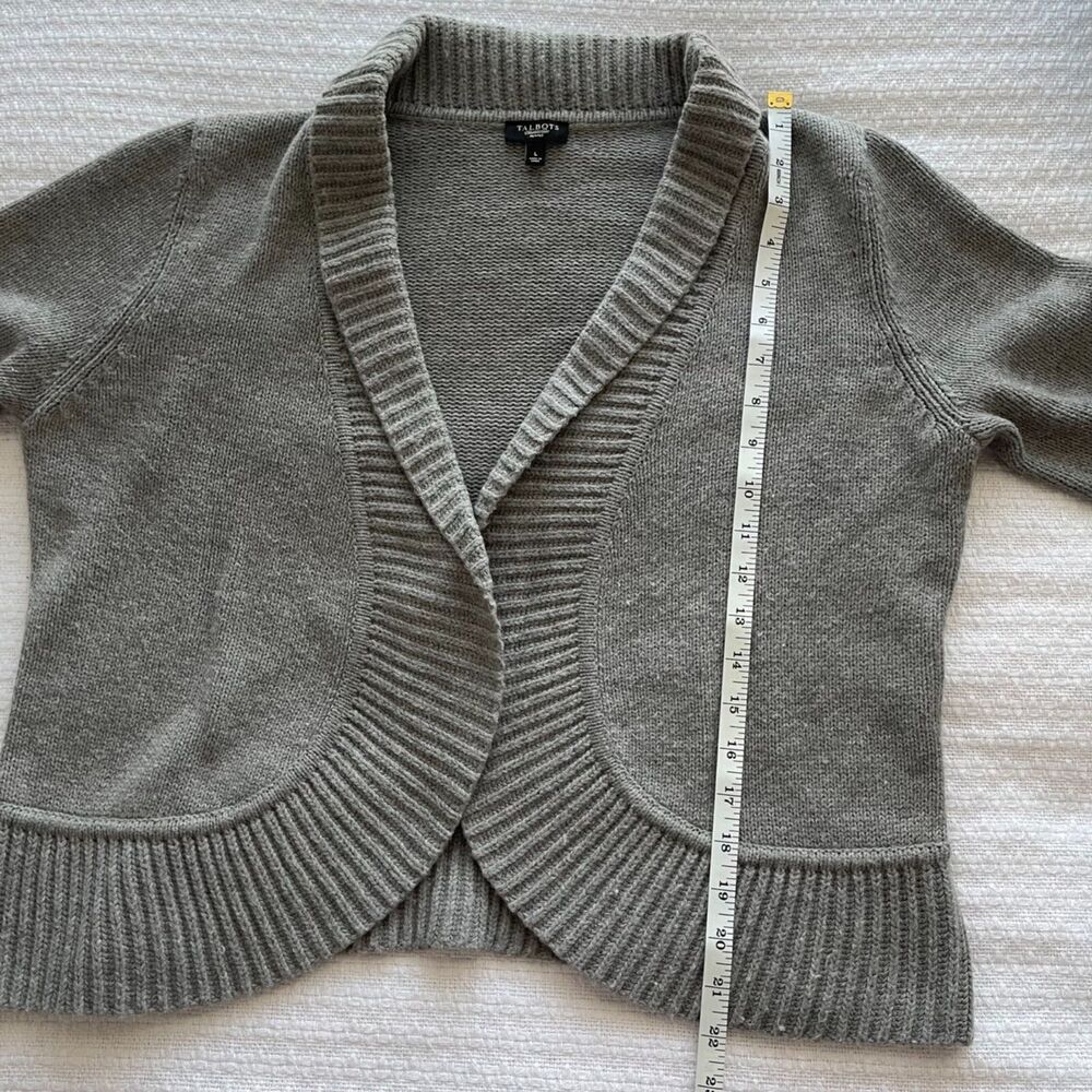 Pl Talbots Gray Wool-Blend Open-Front Cardigan - image 6